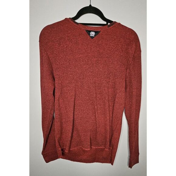 Vintage Ecko Unltd Red & Black Marl Men's M Long-Sleeve Waffle Knit Shirt Y2k - Picture 1 of 8